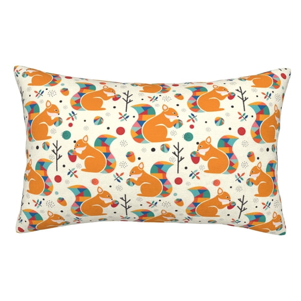 Fotbe Squirrel With Colorful Tail Funda de Almohada Decorativa Estilo Occidental, Lujo en Algodón, Fundas para Almohadas King, Cojín Estampado para Decoración del Hogar-20"x30"