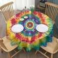 thumbnail image 3 of Colorful Rainbow Tie Dye Spiral Pattern Round Tablecloth 60"x60",Wrinkle Wipeable Table Cloth for Kitchen Dining Room Picnic Patio Party, 3 of 6