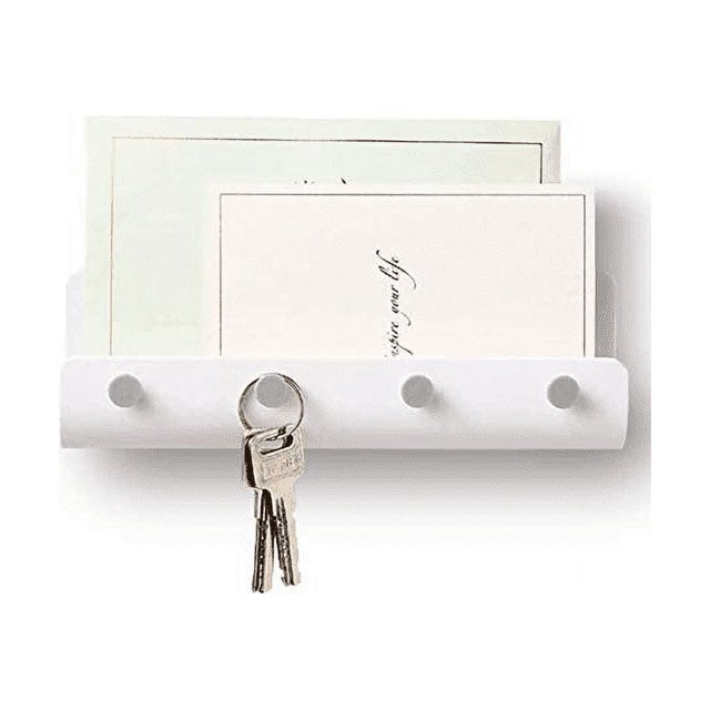Key Holder for Wall Entryway Mail Holder for Wall Adhesive Key Rack for Wall with 4 Key Hook Wall Key Holder Key Hanger for Wall Mail Organizer Wall Mount for Entryway, Mudroom, Hallway