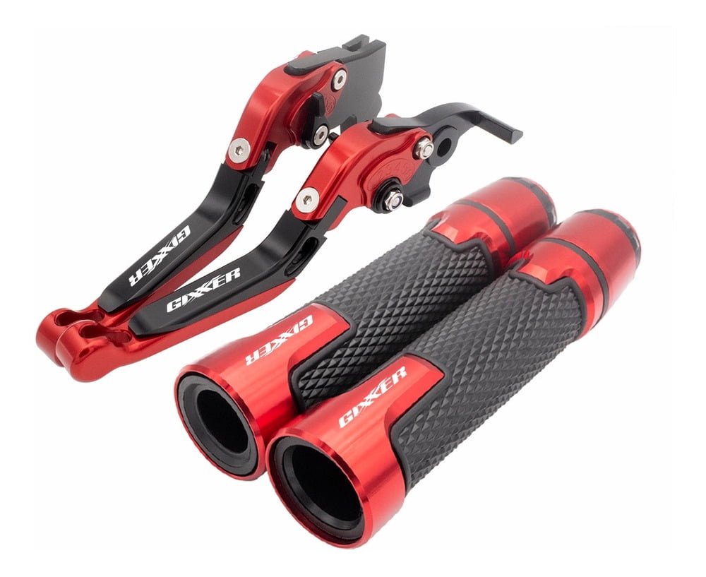 Levers and Grips Compatible with Suzuki Gixxer 150 250 SF - Red Black