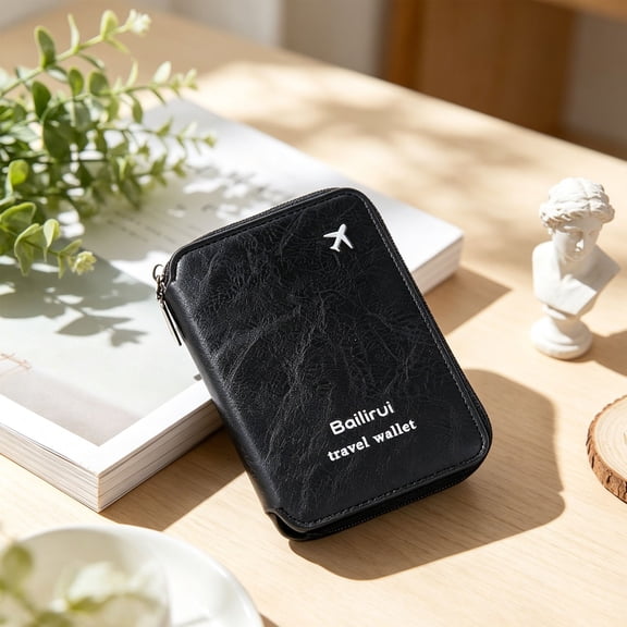 Kaireo PU Leather 2‑Fold Zippered Passport Holder Wallet , Multi‑Card & SIM Card Slot Travel Document Organizer , Portable Travel Accessories with Multiple Colors - Add to Cart