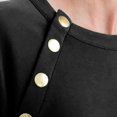 thumbnail image 3 of Sudadera con capucha de manga larga para mujer, cuello redondo, color puro, top para mujer con botones de metal para vacaciones, viajes, compras, escuela, oficina, negro M, 3 of 6