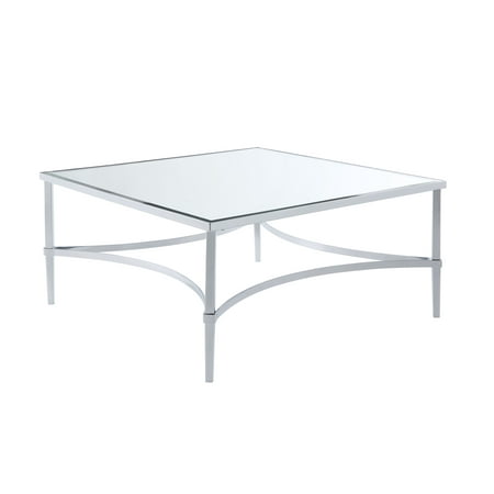 Acme Petunia Square Coffee Table In Chrome And Mirrored Acme Petunia Square Coffee Table In Chrome And Mirrored