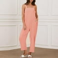thumbnail image 2 of HAPIMO Wide Leg Cotton Linen Jumpsuit for Women Clearance Summer Relaxed Baggy Pocket Sleeveless Trousers Casual Button Workout Fashion Solid Sale Pink, 2 of 9