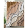 thumbnail image 3 of Brown Ombre Waterproof Fabric Shower Curtain, Modern Geometric Abstract Aesthetic Cream Shower Curtain for Bathroom Curtains Bathtubs Hotel Washable Shower Curtains with 12 Hooks Extra Long 72x84, 3 of 6