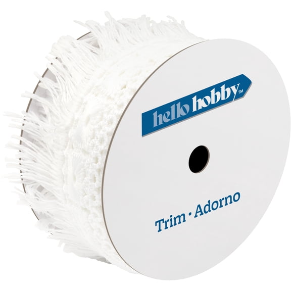 Hello Hobby White Fringe Lace Sewing Trim, 1-3/4 in x 2 yd