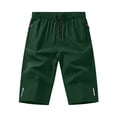 thumbnail image 4 of Men's Hiking Capri Pants 3/4 Joggers Gym/Workout Below Knee Long Shorts Lightweight Quick Dry Elastic Waist with Zipper Pockets and Drawstring Army Green, 4 of 9