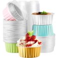 thumbnail image 1 of POWKOL Moldes desechables para ramequines, 5 colores surtidos, 50 unidades, mini moldes de aluminio para hornear con tapas, moldes para cupcakes, moldes para tartas de queso, moldes para flan,, 1 of 6