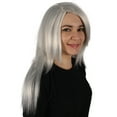 thumbnail image 4 of HPO Adult Women’s Grey Straight Wig – Cosplay & Halloween Costume, Flame-Retardant Synthetic Fiber, 4 of 9