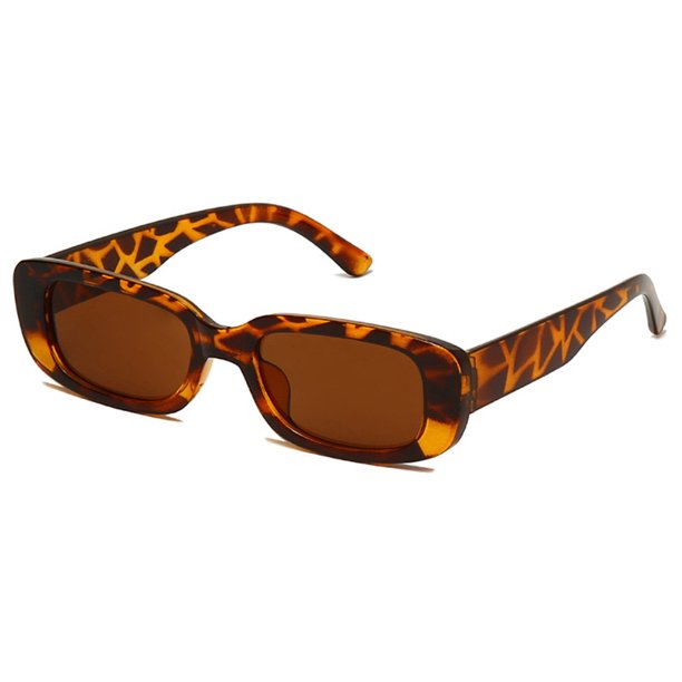 Gafas de sol clásicas para mujer gafas de sol Retro de moda para mujeres gafas de sol exteriores rectangulares marco pequeño color naranja transparente