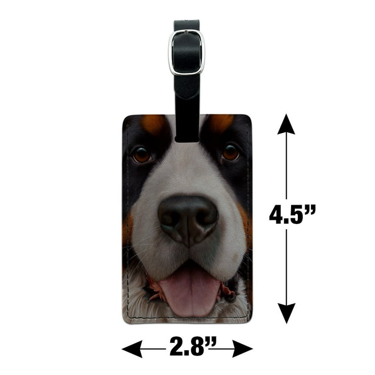 Bernese Mountain Dog Luggage Tag – Faux Leather Travel Tag With ID Window