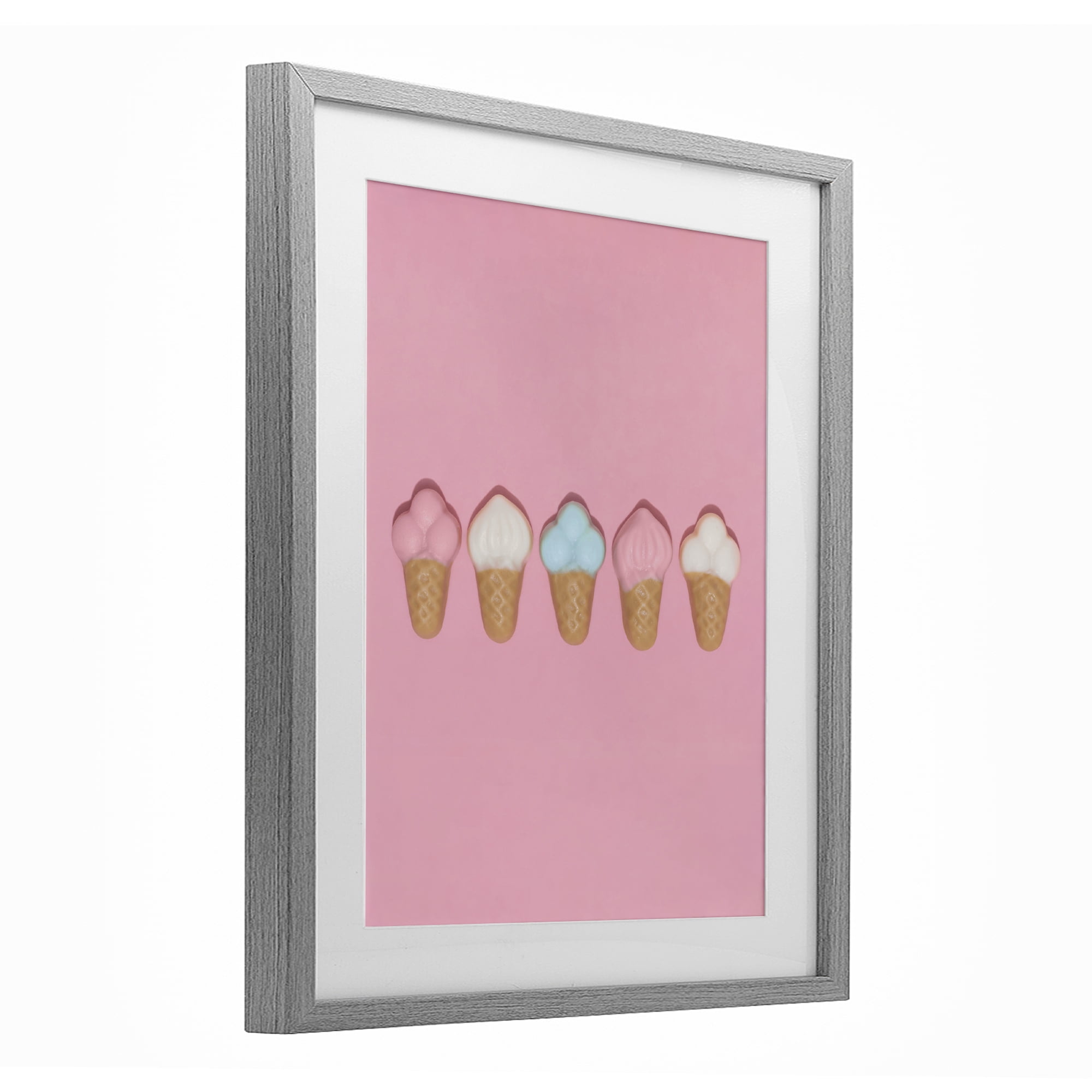 Stupell Industries Pink Ice Cream Candy Gray Framed Print Under Glass, design by LISH Creative