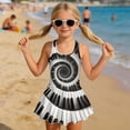 thumbnail image 3 of Tutolipy Piano Key Spiral Design One Piece Swimsuit, Skirted Bathing Suit Sleeveless Bathing Suit, Cute for Beach Vacation, Size 12-13 Years, 3 of 8