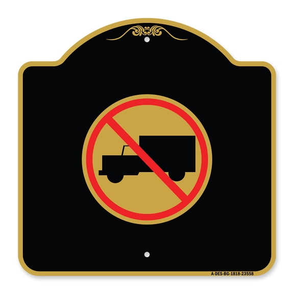 SignMission A-DES-BG-1818-23558 18 x 18 in. Designer Series Sign - No Truck Symbol, Black & Gold