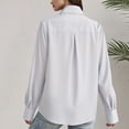 thumbnail image 2 of JUSLIO Button-Up Women Tops Casual Solid Blouses Fashion Long sleeve Collar Blouses White XL, 2 of 9