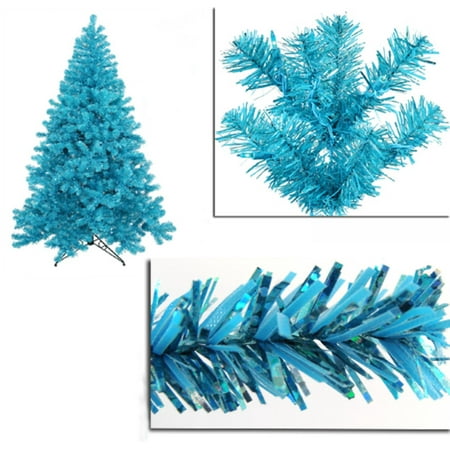 4 Pre Lit Sky Blue Full Artifical Sparkling Tinsel Christmas Tree 4 Pre Lit Sky Blue Full Artifical Sparkling Tinsel Christmas Tree Teal Lights