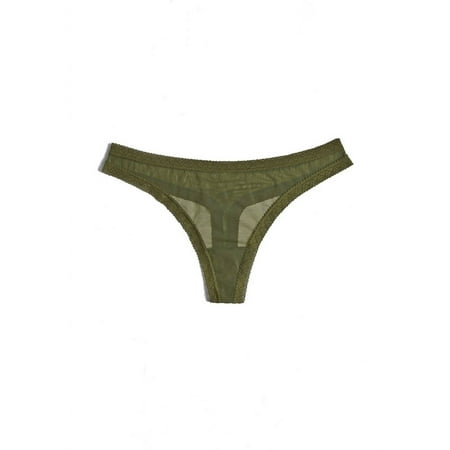 Blush Lingerie Mesh Lace Trim Thong Panty