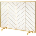 thumbnail image 1 of KFFKFF Single Panel Fireplace Screen, Robust Iron Mesh, 38.6"(L) x29.8"(H) Spark Protection, Easy Set-Up, Independent Fire Barrier Grid for Contemporary Living Room Home Decoration, 1 of 9