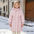 thumbnail image 2 of Hellosay Long Puffer Coat Girls Quilted Long Sleeve Hooded Jacket Winter Zip Up Ruffle Tie Front Outwear with Pockets, 2 of 6