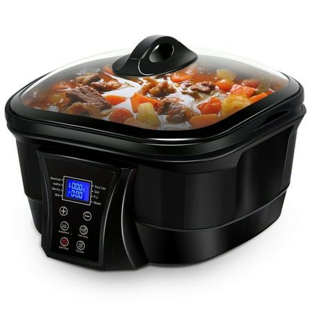 Gymax 8 in 1 Multi Cooker 5.3 Quart Programmable Non-Stick Slow Cooker Pot LCD Display