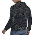 thumbnail image 6 of Wukai Copper-Gold Gloss Outline Rose Print Men Hoodies Fleece Sweatshirts Long Sleeve Sweaters Pullover Fall Outfits Winter Clothes-Small, 6 of 7
