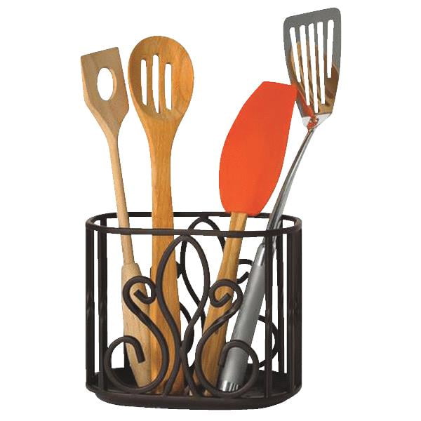 Blue Metal Kitchen Cutlery Food Carry Caddy Retro Utensil Holder Gardening Tool 