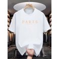 thumbnail image 2 of T-Shirt Décontracté à Col Rond pour Hommes avec Imprimé "Paris, Ville Romantique", Légèrement Extensible, Coupe Régulière, T-Shirt à Manches Courtes d'Été, à la Mode et Polyvalent pour la Fête des Pères, Fête des Mères, Nouvel An, Festival de Printemps, 2 of 6