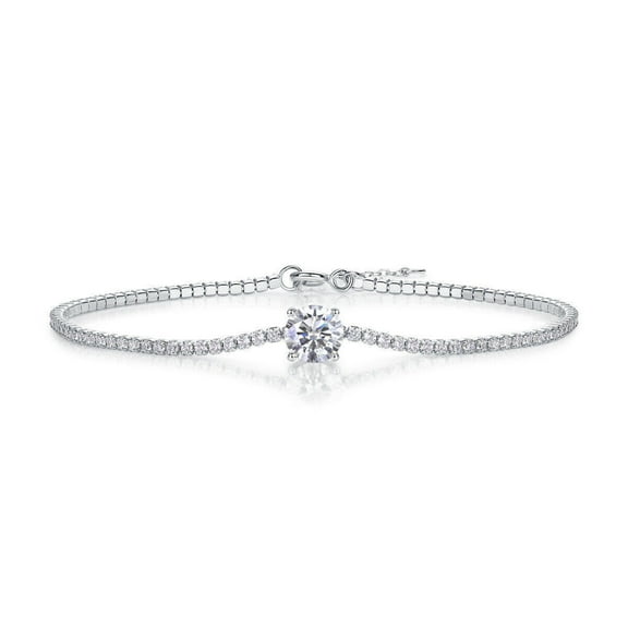 Women's Round Cut 4.5Ct Natural Moissanite Tennis Bracelet in 14K White Gold Plated