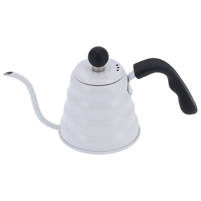 Cafetera manual de 600 ml de acero inoxidable blanco con boquilla larga para el hogar y la oficina