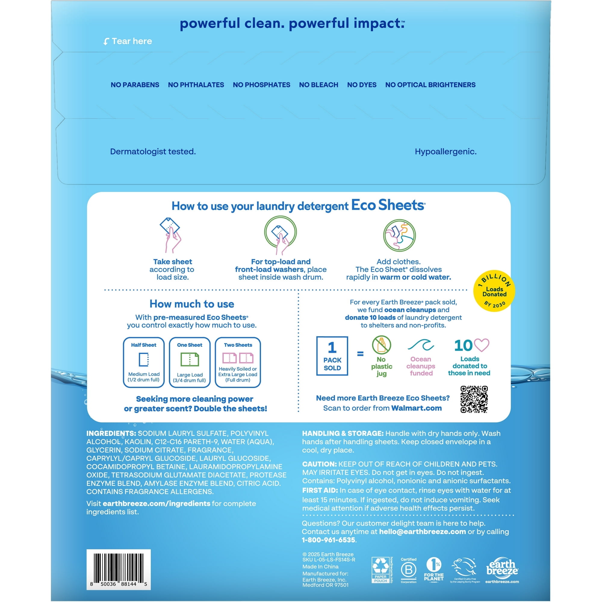 (4 Pack) Earth Breeze Laundry Detergent Sheets, Fresh Scent, Eco Friendly, 14 Count, 28 Loads