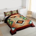 thumbnail image 3 of Homewish Tribal Aztec Adult Bedding Comforter Set, Red Green Triangle Abstract Twin Comforter Sets, Western Hippie Bohemian Reversible Bedding Set, Ultra Soft Bedroom Decor, 2 Pieces, 3 of 8