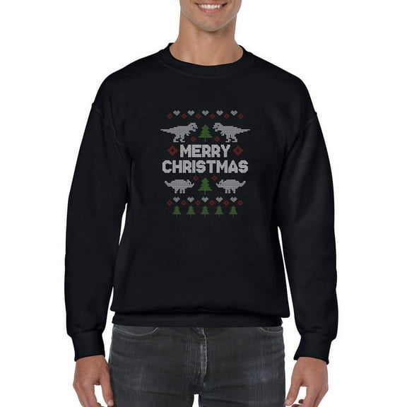 Merry Christmas With Dinosaurs Sweatshirt Men -Smartprints Designs, Male 5X-Large