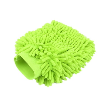 Unique Bargains Auto Mitt Microfiber Wash Washing Cleaning Glove Fluorescent Green