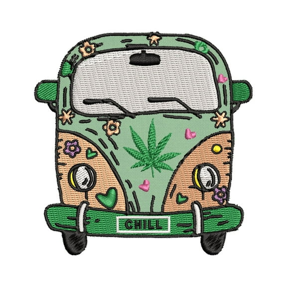 Chill Van Embroidered DIY Iron on or Sew-on Decorative Patch Badge Emblem Appliques Hippie BoHo 70's Peace Series