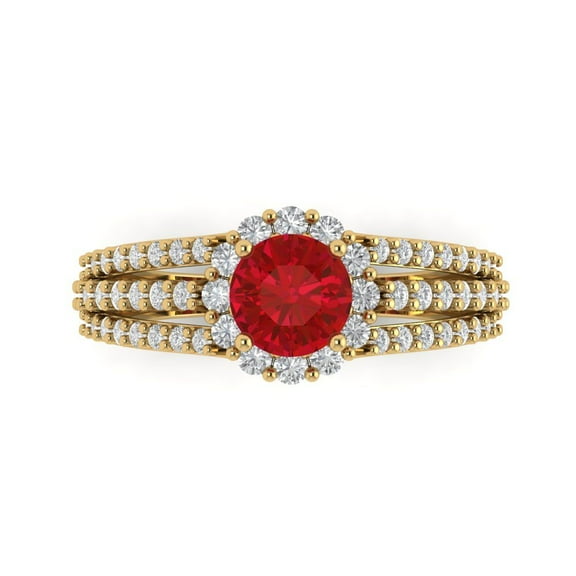 Clara Pucci 14K Yellow Gold 1.83ct Tourmaline Halo Ring for Women