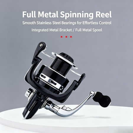 Riwcyla Full Metal Spinning Fishing Reel 5.2:1 Gear Ratio One-Piece Metal Reel Foot Left/Right Interchangeable Handle for Freshwater Saltwater Fishing