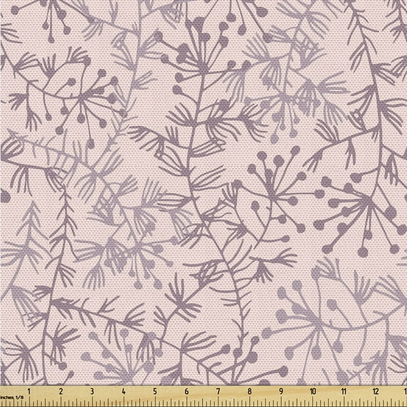 Ambesonne Jungle Themed Fabric by the Yard Upholstery, Romantic Autumn Art, 10 Yards, Blush Dried Rose