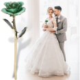 thumbnail image 4 of Rosa bañada en oro de 24 K ANGGREK Verde Claro Natural para el Cumpleaños de Las novias, 4 of 7