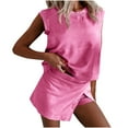 thumbnail image 2 of Heisall Women's Solid Color Two Piece Sets Sleeveless Round Neck Top and Shorts Casual Lounge Sets Summer Spring Outfits, 2 of 9