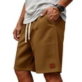 thumbnail image 4 of GrmtClth Mens Casual Shorts Elastic Waist Waffle Workout Sweat Shorts Lightweight Beach Drawstring Shorts Summer Jogging Shorts with Pocket Brown M, 4 of 7