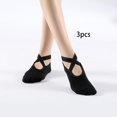 thumbnail image 1 of Calcetines de yoga para mujer agarre antideslizante para barra, ejercicio de fitness, gimnasio, pilates, danza de ballet, entrenamiento descalzo - 3 uds negro BLESIY calcetines de yoga, 1 of 7