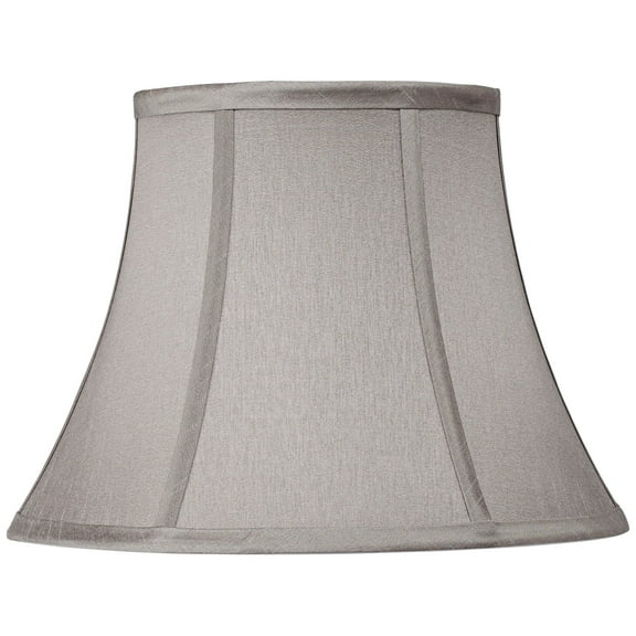 Springcrest Pewter Gray Small Bell Lamp Shade 7" Top x 12" Bottom x 9" Slant x 8.5" High (Spider) Replacement with Harp and Finial