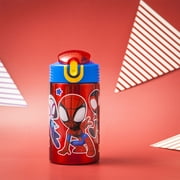 Zak Designs 15.5 oz Kids Water Bottle Stainless Steel with Push-Button Spout and Locking Cover, Marvel Spider-Man