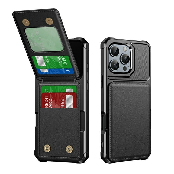 for iPhone 11 Case Wallet Credit Card Holder, Back Pocket Slot Flip Stand Phone Cover Premium PU Leather TPU Bumper Anti-Scratch Protective Rugged Shell for iPhone 11, Black