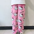 thumbnail image 2 of Pantalones de pijama de Hello Kitty para mujer, pantalón suave de tela elástica doble de vellón de Anime Sanrio, regalo de cumpleaños de dibujos animados Kawaii, nuevo, 2 of 6