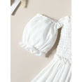 thumbnail image 5 of Bagilaanoe Little Girl Summer Dress Short Sleeve Off Shoulder A-line Dresses 3T 4T 5T 6T 7T 8T Kids Casual Swing Sundress, 5 of 9