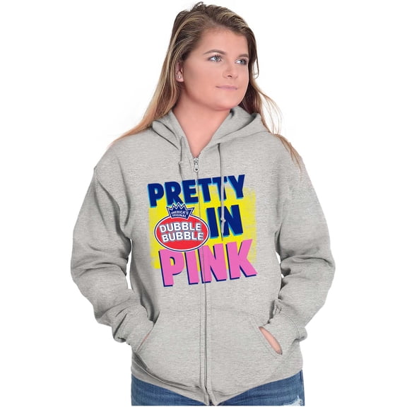 Pretty In Pink Dubble Bubble Logo Zip Hoodie Sweatshirt Women Brisco Brands S