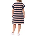 thumbnail image 3 of Agnes Orinda Plus Size Tunic Dress for Women 2026 Summer Short Sleeve Striped Casual t Shirt Dress 2X Pink, 3 of 6