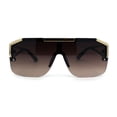 thumbnail image 1 of Mens Half Rim Flat Top Mobster Squared Shield Sunglasses Tortoise Brown, 1 of 4