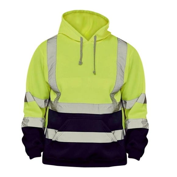 High Visibility Hoodies Sweatshirt with Streetwear Drawstring fluorescent 4XL